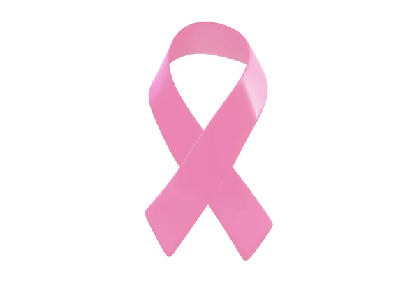 Rosa cinta símbolo aislado en blanco, conciencia de cáncer de mama, 3d render — Foto de Stock