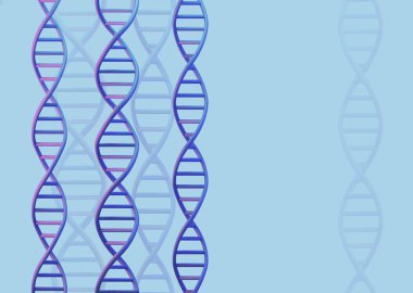 Işık arkaplanındaki DNA molekülleri yapısı. Bilim ve Teknoloji konsepti, 3D görüntüleme