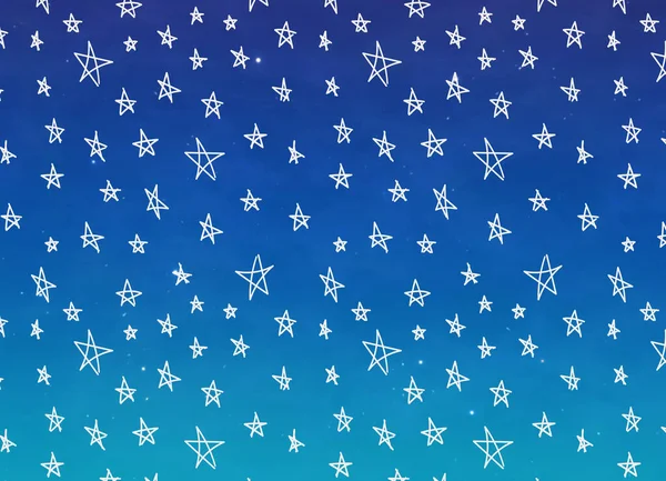 Céu Azul Noite Com Estrelas Doodle — Fotografia de Stock