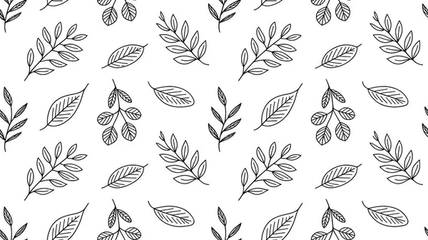 Minimalist yaratıcı karalama stilinde, beyaz ve siyah renklerde sonbahar kusursuz desen. Elle çizilmiş mevsimlik illüstrasyon. Kumaş, duvar kağıdı, ambalaj kağıdı, kırtasiye malzemesi ve dijital kullanım için tasarım, samimi sonbahar vektör deseni.