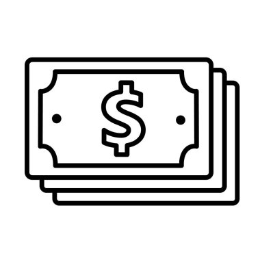 Beyaz arka planda izole edilmiş sanat tarzı banknotlar. Paranın el çizimi vektör illüstrasyonu, minimalist finansal ve bankacılık konsepti, web, uygulama, bilgi ve dijital kullanım için modern basit tasarım.