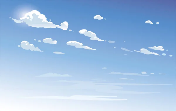 Vektor Kék Eget Felhők Anime Tiszta Stílusban Háttérgrafika Jogdíjmentes Stock Illusztrációk