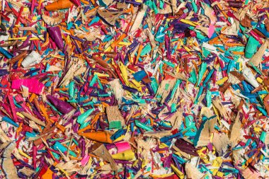 Multicolour kalem kalemtıraş talaşı. Okula dönüş. Arka plan.