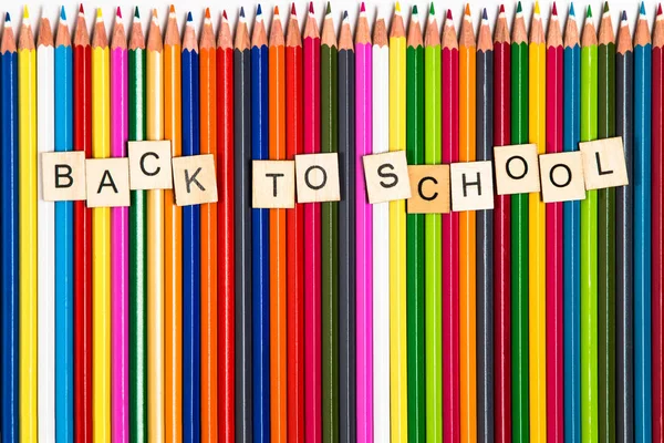 Back School Background Back School Wooden Capital Letters Colourful Rainbow — Stock Photo, Image