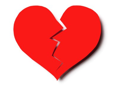 St. Valentine's arka plan. Kırık kalp beyaz izole arka planda kopya alanı ile izole