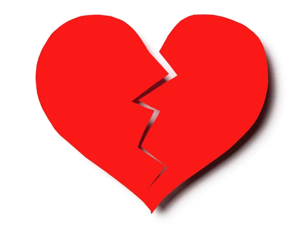 Fondo San Valentín Corazón Roto Aislado Sobre Fondo Blanco Aislado — Foto de Stock