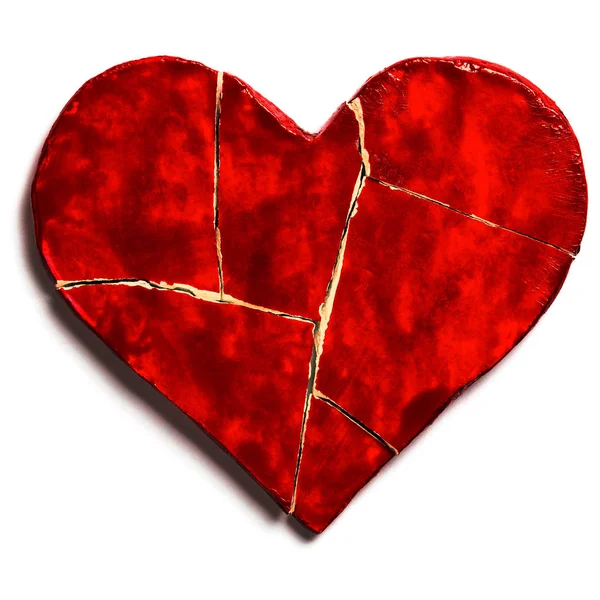 Fondo Del Día San Valentín Corazón Roto Aislado Blanco — Foto de Stock
