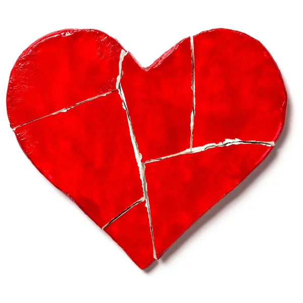 Antecedentes Dia Dos Namorados Coração Partido Isolado Branco — Fotografia de Stock