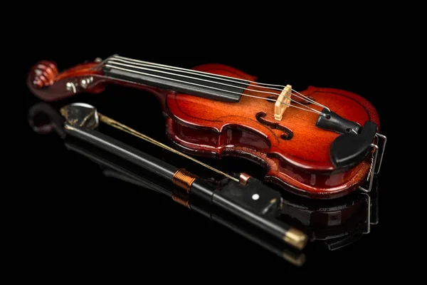 Violino Arco Isolati Nero Sfondo Musicista — Foto Stock