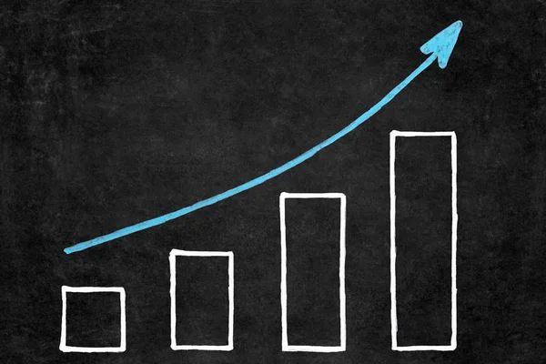 Handwritten chalk drawing graph growth of success / happiness on blackboard with copy space. Planning concept