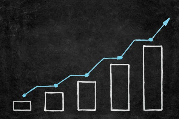 Handwritten chalk drawing graphic growth of success / happiness on blackboard with copy space. Planning concept