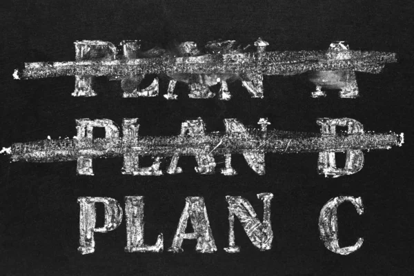 Planerings Koncept Handskriven Vit Krita Plan Blackboard — Stockfoto