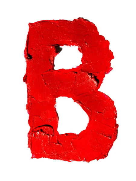 Handwritten Big English Capital Letter Made Smudged Red Lipstick Isolated — Stock Photo, Image