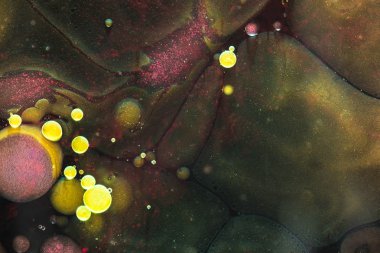 Renkli sıvı su kabarcıkları soyut arka plan. Makro fotoğrafçılık