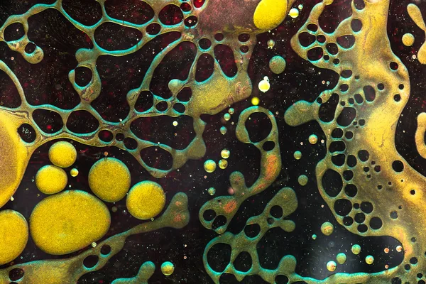 Gele Vloeibare Water Bubbels Abstracte Achtergrond Macro Fotografie Stockfoto