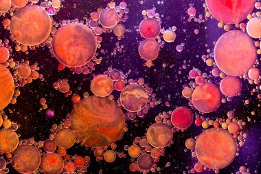 Renkli sıvı su kabarcıkları soyut arka plan. Makro fotoğrafçılık