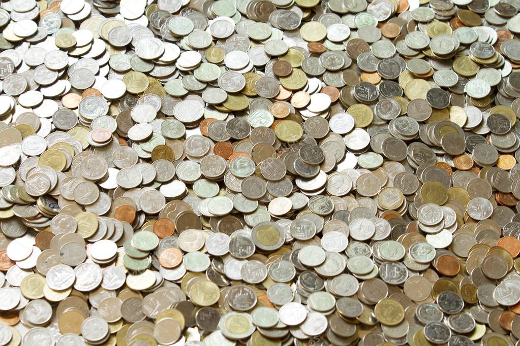 Pile of Thai coins background