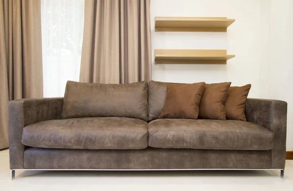 Leather Sofa Modern Living Room — Stock Photo, Image