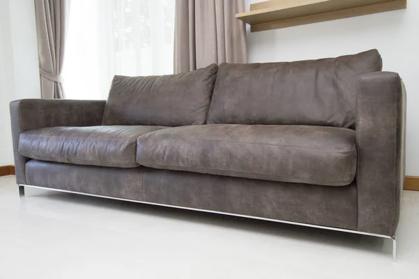 Leather Sofa Modern Living Room — Stock Photo, Image