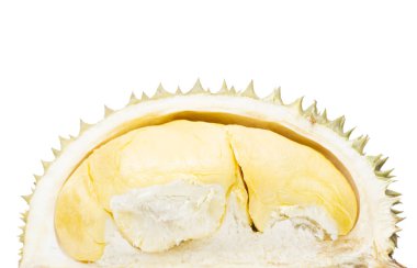 Beyaz arka plan üzerinde izole durian meyve bölümü