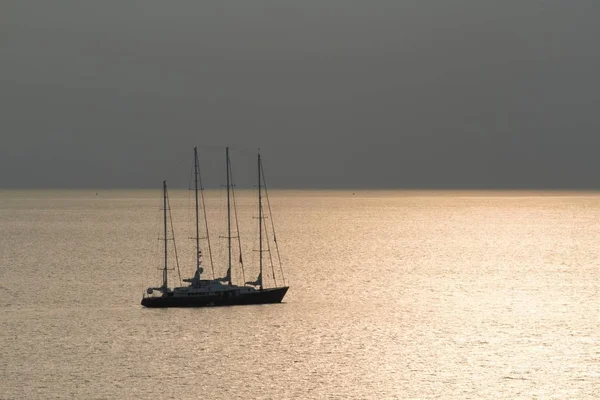 Lonely boat on calm sea