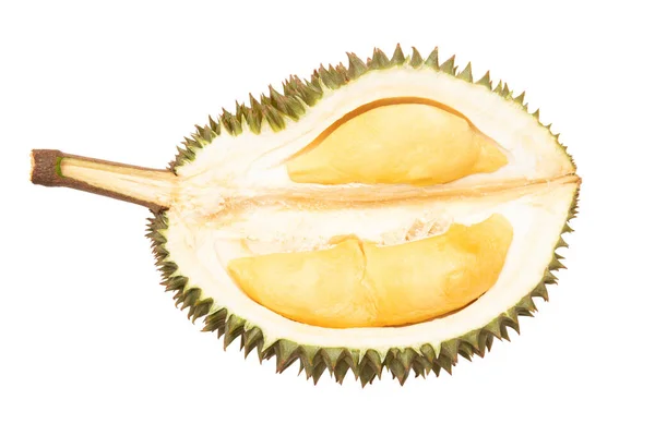 Krájené Durian Izolované Bílém Pozadí — Stock fotografie