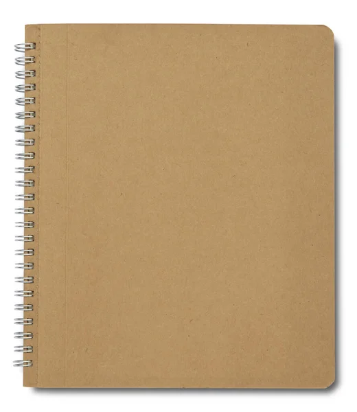 Cuaderno Espiral Marrón Aislado Sobre Fondo Blanco — Foto de Stock