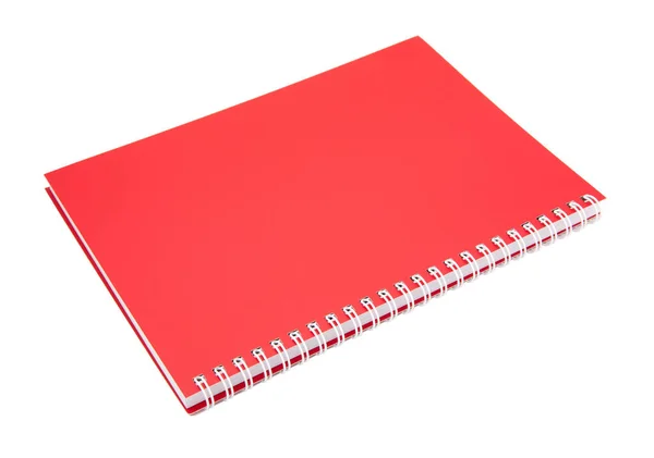 Carnet Spirale Rouge Isolé Sur Fond Blanc — Photo