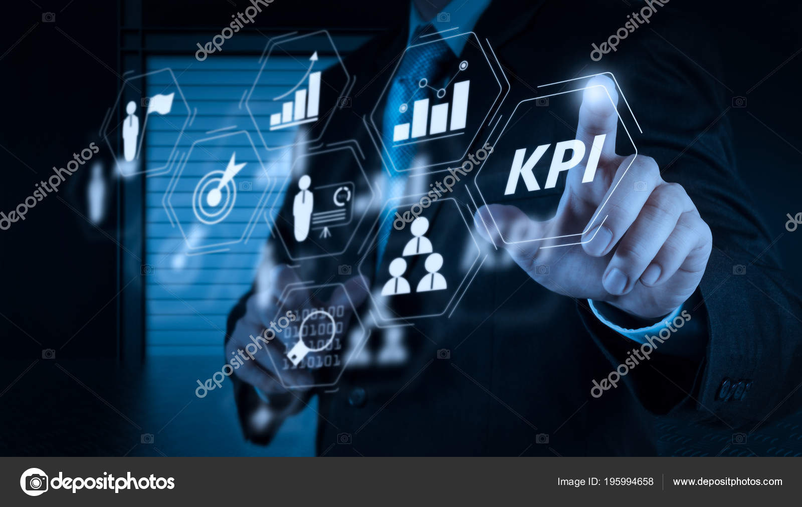 Key Performance Indicator Using Bi Metrics Target Success Stock Photo