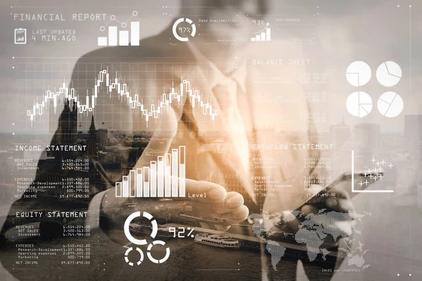 Dados Relatório Financeiro Operações Comerciais Balanço Demonstração Resultados Diagrama Como — Fotografia de Stock