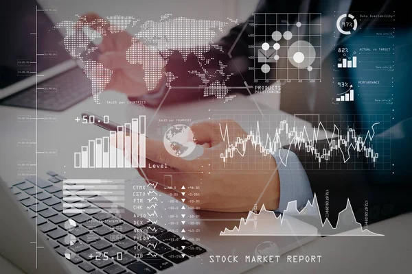 Investor Analýze Burzovní Zprávy Finanční Řídicí Panel Business Intelligence Klíčových — Stock fotografie