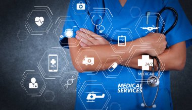 Genel tıp Hizmetleri (Gms) ve genel Practitioners(Gps or family doctors) diagram.smart doktor ve teknoloji tıbbi kavram olarak