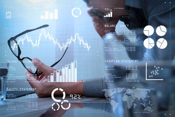 Finansiella Rapportdata Verksamheten Balansräkningen Och Resultaträkningen Och Diagram Som Fintech — Stockfoto