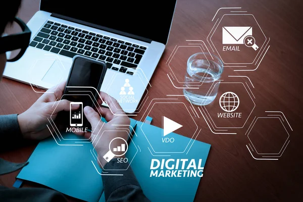 Digital Marketing Media Website Email Social Network Seo Video Mobile — Stock Photo, Image