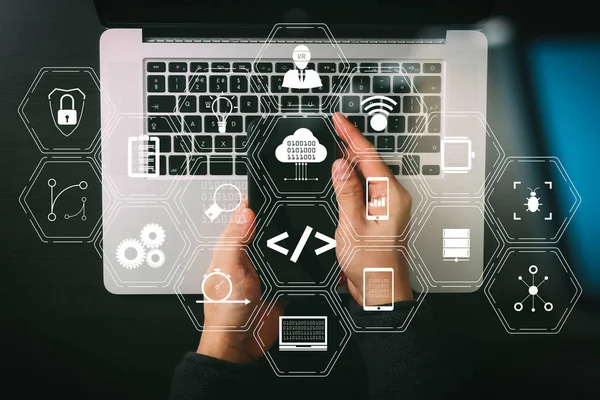 Coding Software Developer Work Augmented Reality Dashboard Computer Icons Scrum — Stock Photo, Image