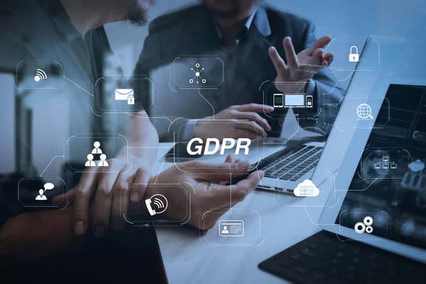 Rgpd Regulación Protección Datos Con Diagrama Virtual Seguridad Cibernética Privacidad — Foto de Stock