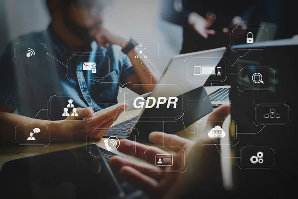 Rgpd Regulación Protección Datos Con Diagrama Virtual Seguridad Cibernética Privacidad — Foto de Stock