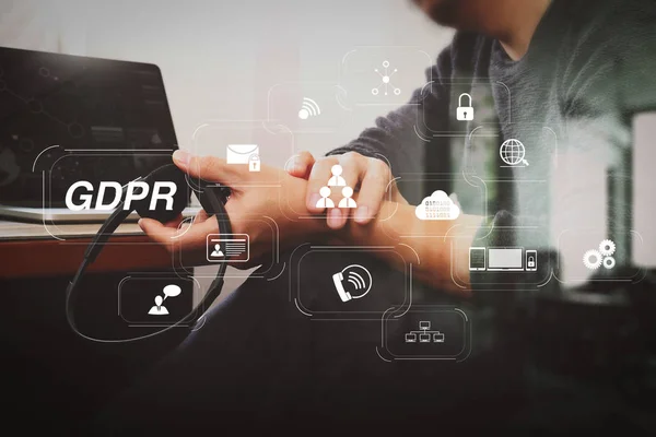 Gdpr Datenschutz Regulierung Mit Cyber Sicherheit Und Privatsphäre Virtuelle Diagram — Stockfoto