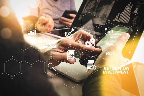 Roi Avkastning Investeringen Indikator Virtuella Instrumentpanelen För Att Förbättra Verksamheten — Stockfoto