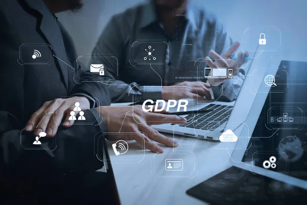 Gdpr Datenschutz Regulierung Mit Virtuellen Treffen Des Teams Für Cyber — Stockfoto