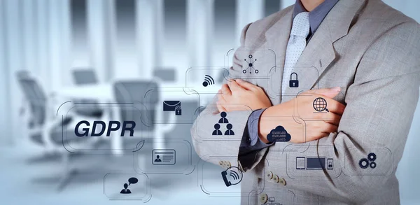 Rgpd Regulación Protección Datos Con Seguridad Cibernética Privacidad Éxito Diagram — Foto de Stock