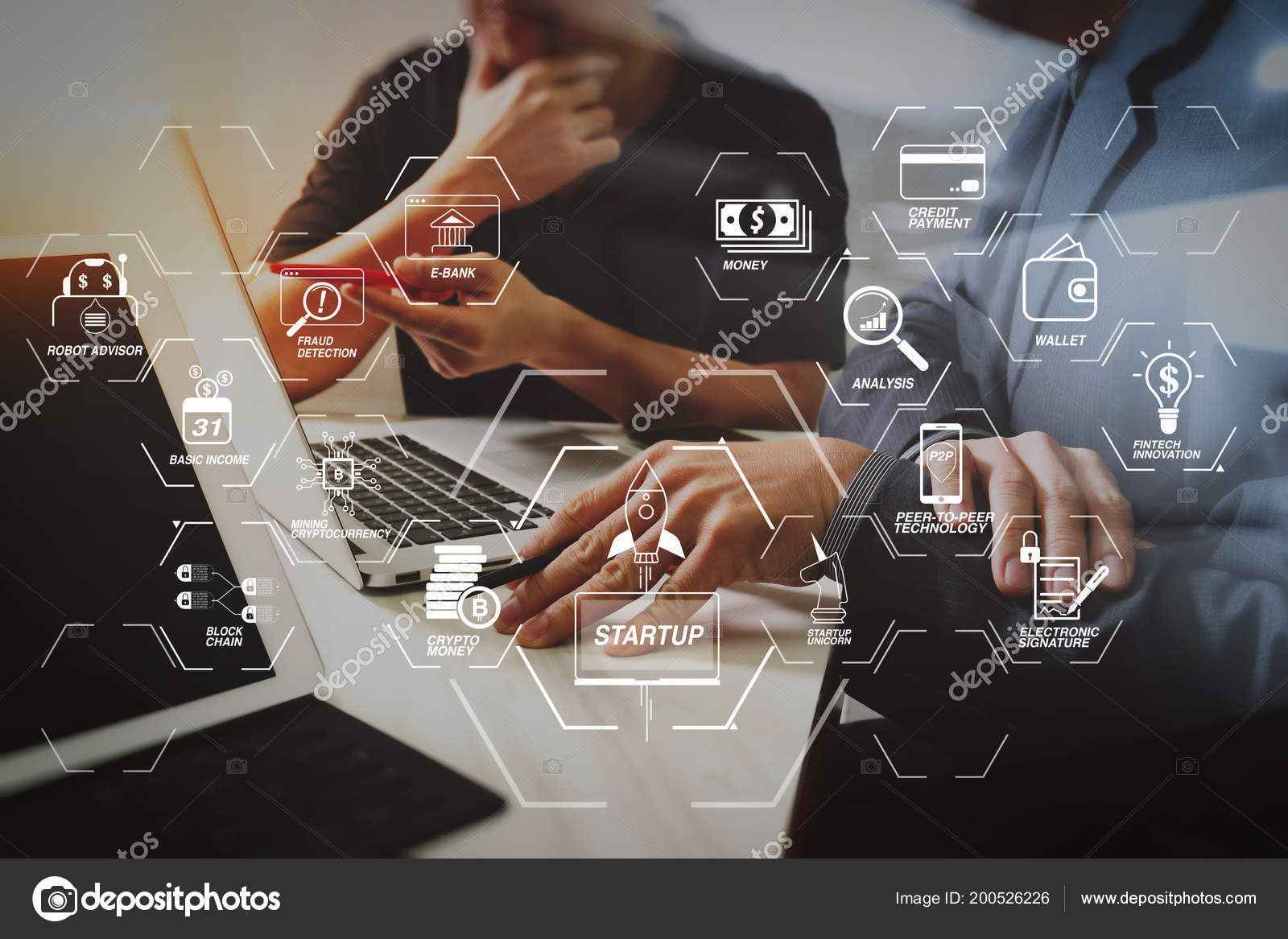 Financial Technology Flowchart Basic Income Mining Cryptocurrency Blockchain  Startup Unicorn — Stock Editorial Photo © everythingposs #200526226