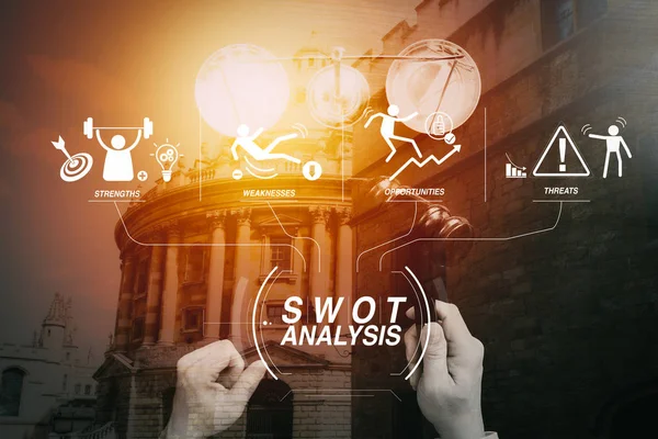 Swot Analysis Virtual Brain Strengths Weakness Threats Opportunities Company Justice — стоковое фото