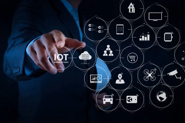 Tecnología Internet Las Cosas Iot Con Realidad Aumentada Tablero Mano —  Fotos de Stock