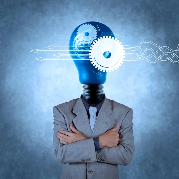 Thinking Structuring Virtual Diagram Business Process Solutions Businessman Lamp Head — Stock Photo, Image