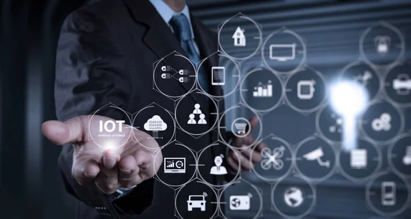 Tecnología Internet Las Cosas Iot Con Realidad Aumentada Tablero Empresario —  Fotos de Stock