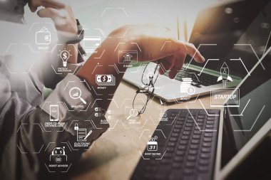 Finans Teknolojileri akış çizelgesi ve temel gelir araştırma cryptocurrency blockchain başlangıç tek boynuzlu at kripto para sanal diyagramı ile. İş takım toplantısı mevcut. Fotoğraf profesyonel yatırımcı yeni start ile çalışma.