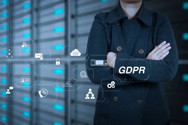 Rgpd Regulación Protección Datos Con Seguridad Cibernética Privacidad Diagrama Virtual — Foto de Stock