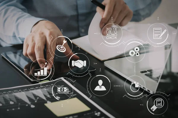 Gestión Procesos Empresariales Con Diagrama Automatización Flujo Trabajo Engranajes Flujo —  Fotos de Stock