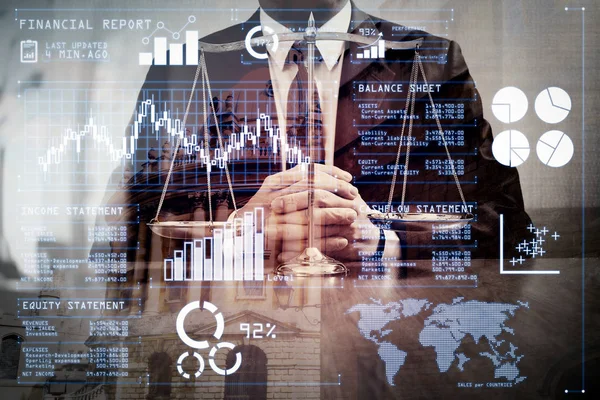 Investor Analyzing Stock Market Report Financial Dashboard Business Intelligence Key — Stock Photo, Image